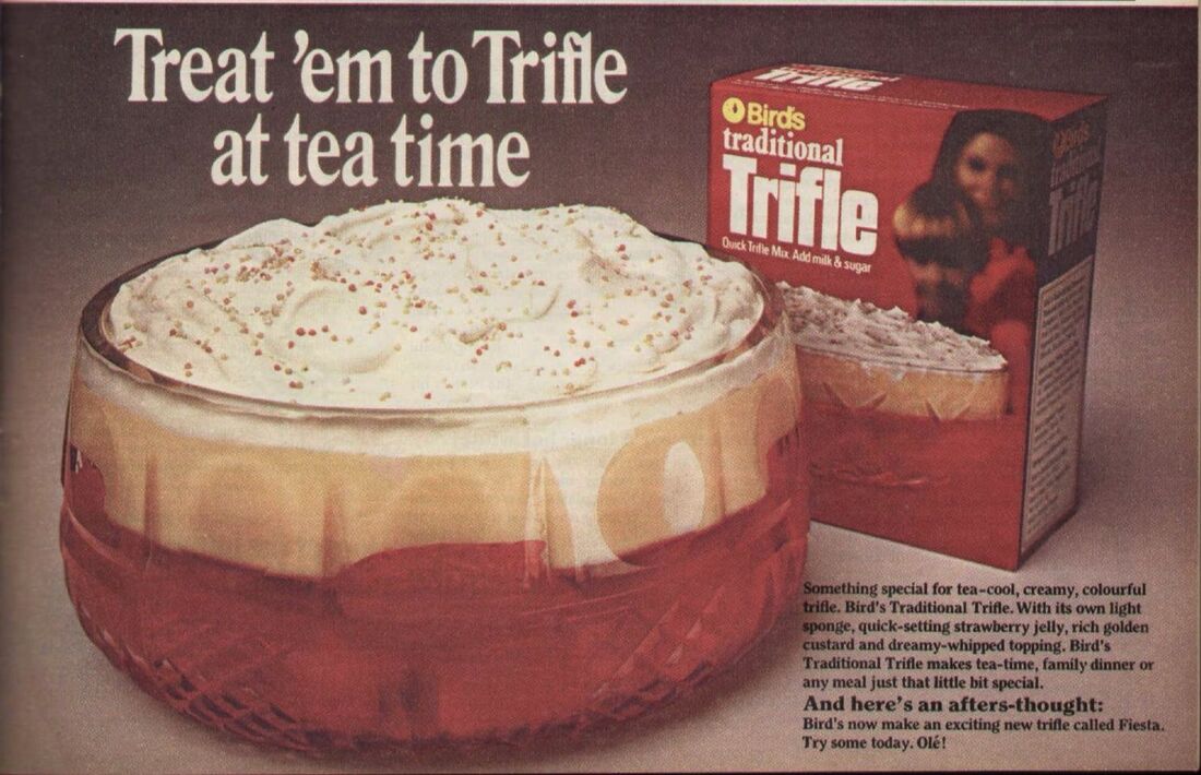I have no idea how they made the trifle look so big, as the kit never filled a proper trifle bow. They must have shrunk the pack for the photo!