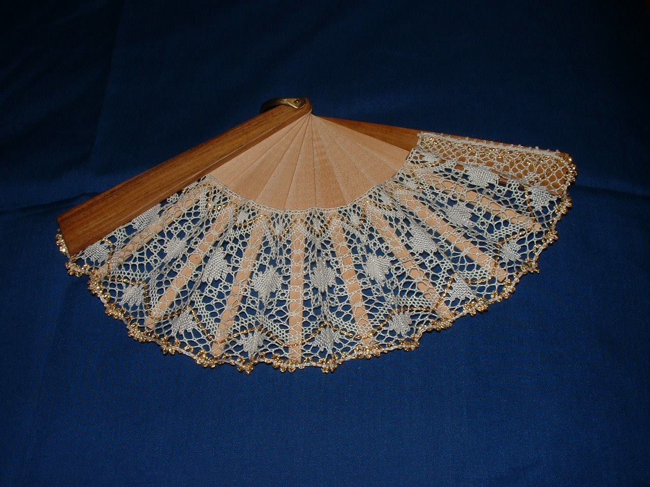 Handmade lace fan, shown in full